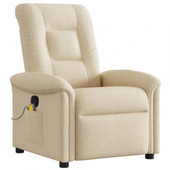 Fernsehsessel mit Massagefunktion Creme Stoff (vidaXL)