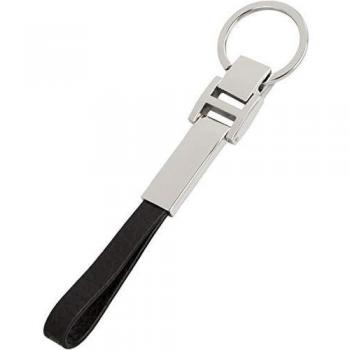 Eichmüller Edelstahl‑Schlüsselring – schwarze Lederhülle