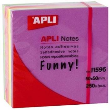 Notes repositionnables autocollantes : 250 feuilles, 5 couleurs vives, format 51 x 51 mm