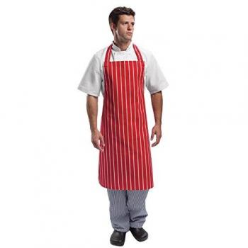 Whites Pro Chef Bib Apron Red/White Stripe