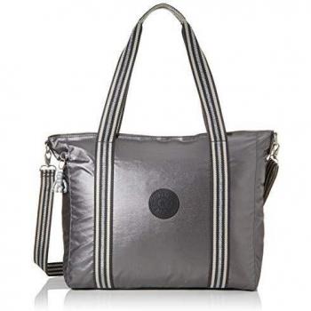 Kipling ASSENI Sac de plage, 49 cm, 20 litres, Noir (Carbon Metallic)