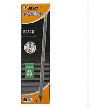 HB Graphite Pencils (Black) – 12‑Piece Box with Erasers