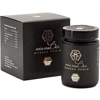 Manubee MGO‑300+ Manuka Honig – 250 g in dunkler Glasflasche, Zertifikat inklusive