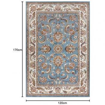 Reni Luxor Short Pile Oriental Rug in Duck Egg Blue