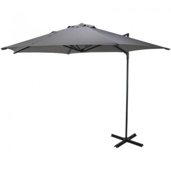 Sombrilla de Poliéster Gris 270 × 270 × 234 cm, Base de Acero – WellHome