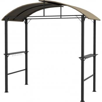 Khaki Grillpavillon 1,1 x 2,3m mit Polyesterdach und Ablagen