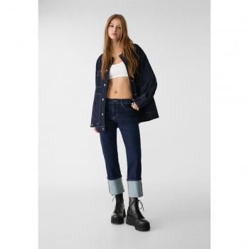 Jeans Blu Capri con Risvolto 48 Stradivarius