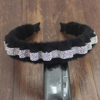 Diadema de lujo con oso y diamantes de imitación en terciopelo