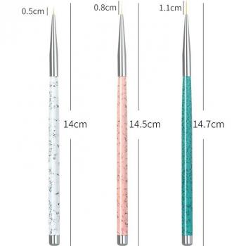 PinPai 3 PCS Nail Art Liner Painting Brush Set