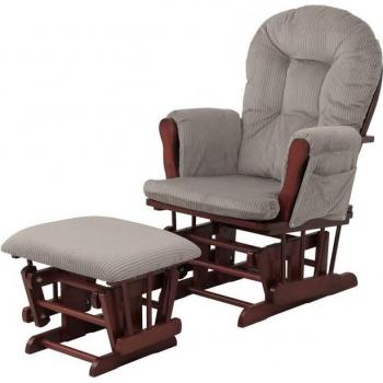 Sessel MCW C76-Co – Schaukelstuhl mit Hocker, Cordstoff 320 g/m², Öko-Tex zertifiziert
