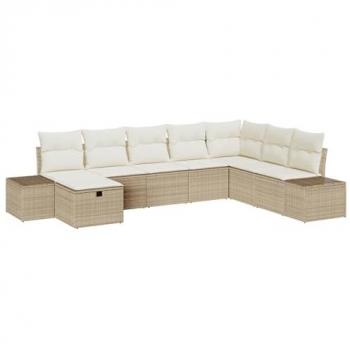 Arreglo Sofá de Jardín en Beige – 8 Módulos + Cojines de Poliéster