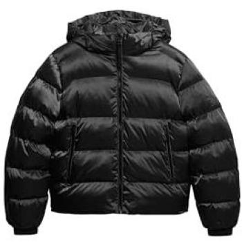 Superdry Black Hooded Luxe Sports Puffer Jacket