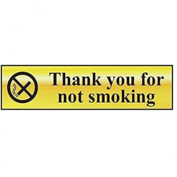 Scan Brass Effect Thank You for Not Smoking Sign 200mm 50mm Standard
