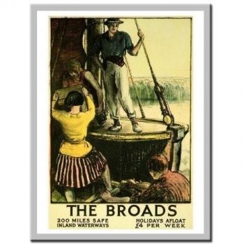 Norfolk Broads LNER Ferrocarril Viaje Enmarcado 41 x 31 cms