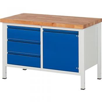 Rau Werkbank Basic 8 Modell 8468, Lichtgrau/Enzianblau, B 125 x H 84 x T 70 cm