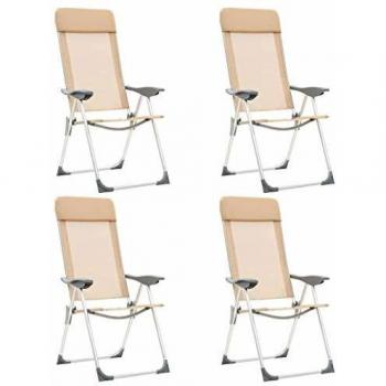 Sedie Pieghevoli da Esterno 4 pz in Alluminio Crema