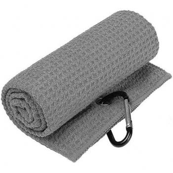 Microfiber Waffle Golf Towel with Heavy-Duty Carabiner Clip for Cleaning Equipment