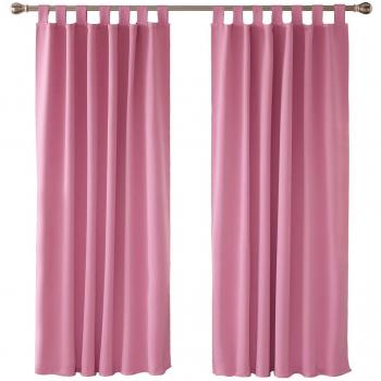 Deconovo Blickdichter Vorhang 175x140 cm Rosa 2er Set