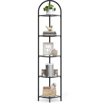 VASAGLE Étagère de Salle de Bain en Verre Trempé, Noir Classique LGT810B61