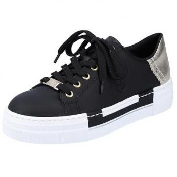 Damen Plateausneaker mit Metallic-Fersenkappe, schwarz, Gr. 36