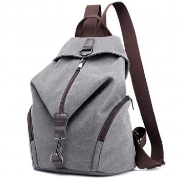 JOSEKO große Kapazität Frauen Rucksack, Leinwand Umhängetasche, Vintage Reisetasche für Schule und Outdoor (Grau)