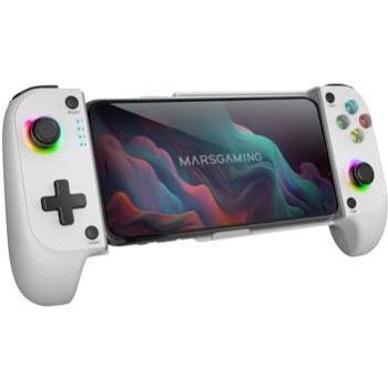 Gamepad Mars Gaming MGPX Bluetooth 5.0 RGB Neon Vibración Dual Función Turbo Soporte Smartphone hasta 6.8 Compatible con PC Android iOS Blanco