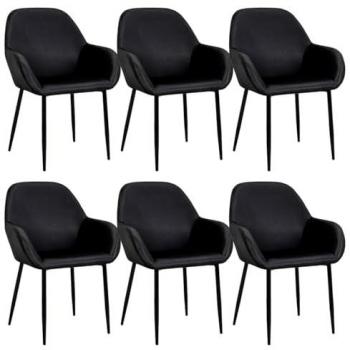 Altobuy Lot de 6 fauteuils velours côtelé noir