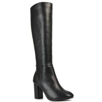 Female 7″ Black Block‑Heeled Knee Boots – Jen Series