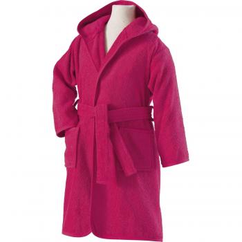 Erwin Müller Kinder-Bademantel mit Kapuze – Walk‑Frottier, Fuchsia, 86/92 (Rückenlänge 65 cm)