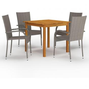 VidaXL 5 Piece Garden Table and Chairs Set Grey