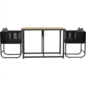 Set da Giardino 3 Pezzi con 2 Sedie e Tavolo in Rattan