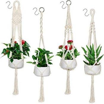 Emooqi Vasi Sospesi per Piante Sospese Portafiori, Corda per Vasi Appesi Macrame Plant Hanger Robusto Gancio di Cotone per Piante