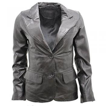 Seregno Women’s Leather Blazer in Black – Size 14 UK