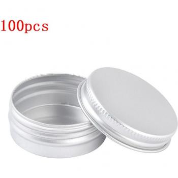 100pcs Silver Aluminum Round Cream Pots