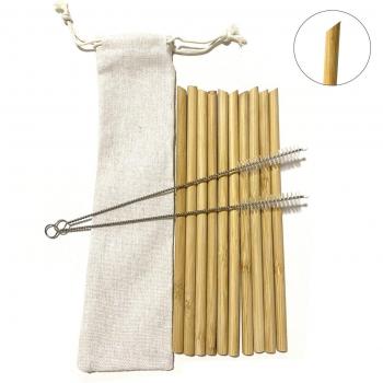 Bamboo Breeze 10× – Mehrweg-Strohhalme für Partygetränke inklusive Reinigungsschwamm