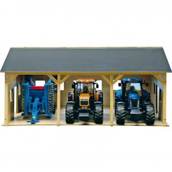 Hangar en bois pour 3 tracteurs Dema 1:16
