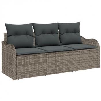 VidaXL Gartenloungesofa Set – 3 Teile, Grau, Poly Rattan
