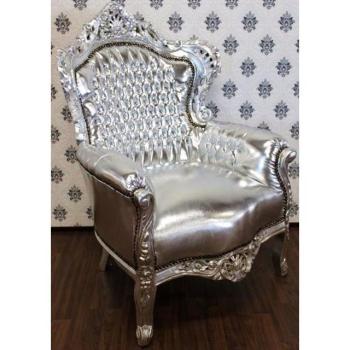 Eleganter Barock Sessel King in Silber