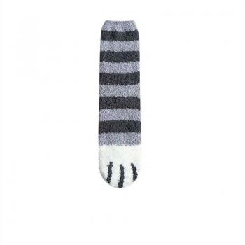 Calcetines de felpa de coral para dormir con diseño de garras de gato