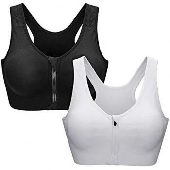 ZOEREA Sport-BH Damen Push-Up Reißverschluss-Vorn Impact Yoga-Bra