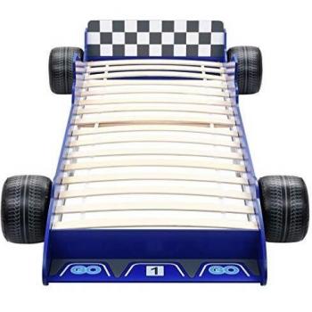 Letto Bambini Auto da Corsa 90x200 cm Blu