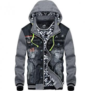 Men's Fleece Hooded Denim Jacket AF8903