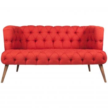 Chesterfield à deux places, couleur rouge
