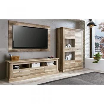 Panneau TV Coloris Chêne – Ensemble Salon PEGANE