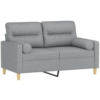 VidaXL Light Grey Fabric 2-Seater Sofa with Cushions 120 cm