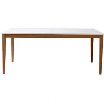 Table à Manger Contemporaine Extensible Blanche Pieds Noir L180-260 cm
