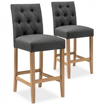 Lot de 2 chaises Gaya en Bois Tissu Gris