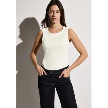 Femme Top Basique Cécil avec Côtés – Blanc, Gr. M
