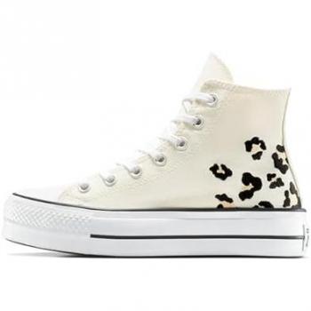 Converse Chuck Taylor All Star Lift Platform Sneaker – Weiß mit Leopardenprint, 36 Frau