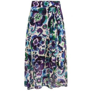 Jupe Femme Morgan Élégance Florale Midi avec Tissu Fluide et Bas Asymétrique
